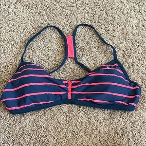 Nike Pink and Blue Bikini Top Sporty Nautical Design Size L